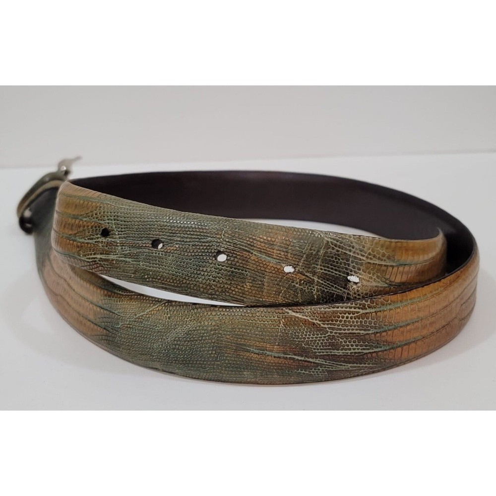 Bill Lavin Soft Collection Italy Hand Made Lizard Belt Classic Brass Buckle 36 - Picture 3 of 9
